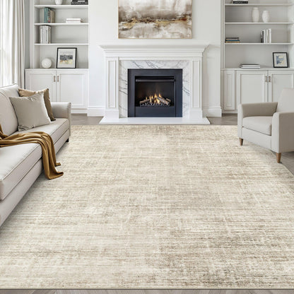 LOONGRUG 8x10 Area Rugs Washable Neutral Modern Rug for Living Room Brown