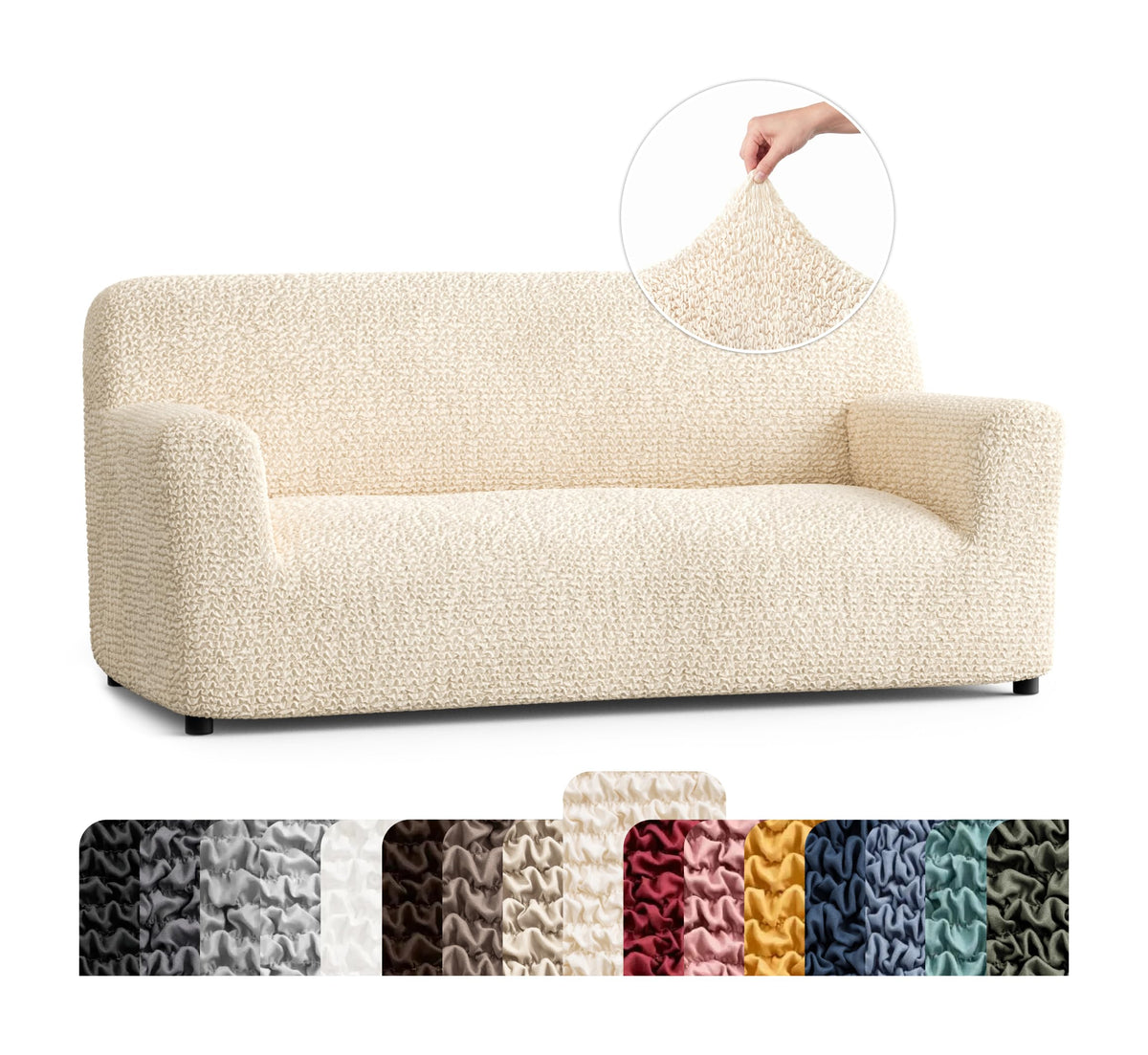 PAULATO Premium Stretch Couch Covers for Sofa - Sofa Chair Cover Washable, Dogs & Pets Friendly - Elastic Polyester Loveseat Slipcovers - Non-Slip Love Seat Couch Covers - Moss Green (64"-85" Wide)