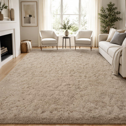 PLHXFR 8x10 Area Rugs Living Room: Fluffy Bedroom Soft Shag Rug Black Grey