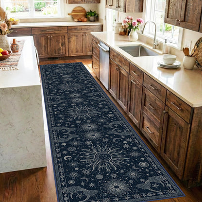 Vacuum-Friendly, 8x10 Washable Area Rug, Black Gold Beige Red