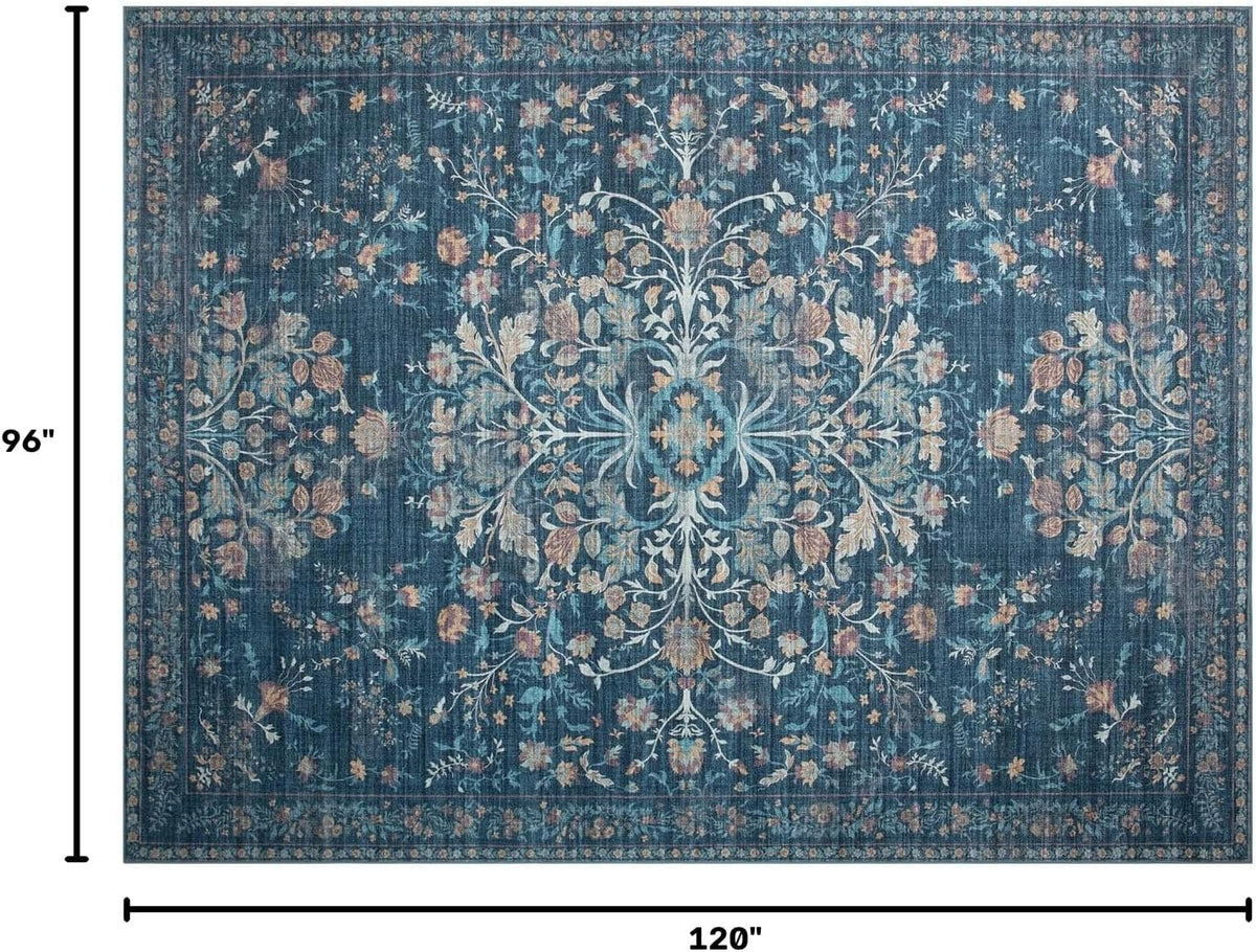 Washable Rugs 8x10 Area Rugs for Living Room,Ultra Soft Faux Wool Retro Carpets,Non Slip Backing,Durable Edge Binding,Stain Resistant,The Large Carpet for Bed Room,Dining Room,Office Decor