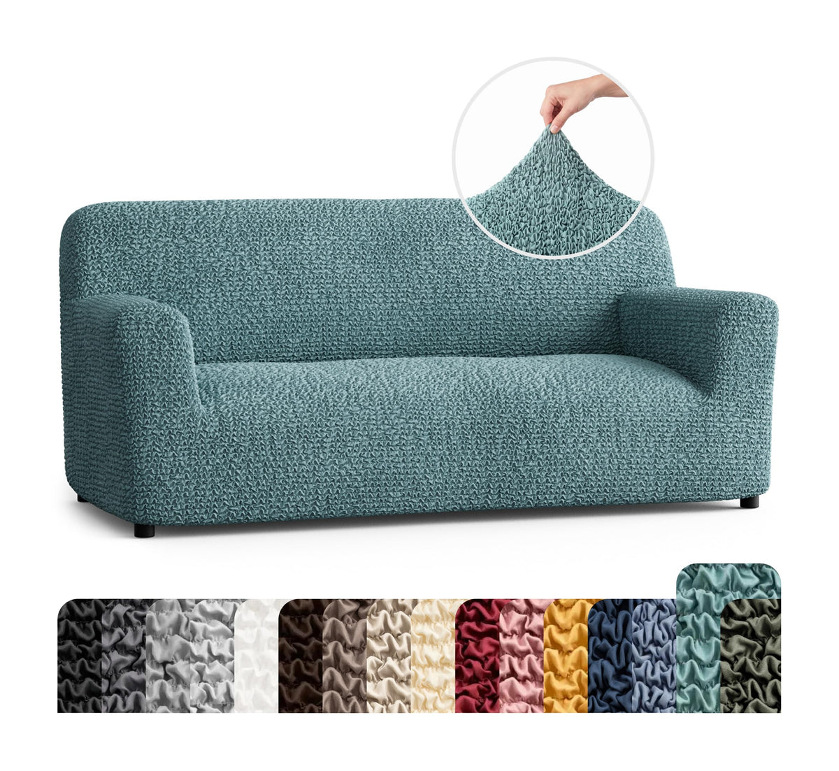 PAULATO Premium Stretch Couch Covers for Sofa - Sofa Chair Cover Washable, Dogs & Pets Friendly - Elastic Polyester Loveseat Slipcovers - Non-Slip Love Seat Couch Covers - Moss Green (64"-85" Wide)