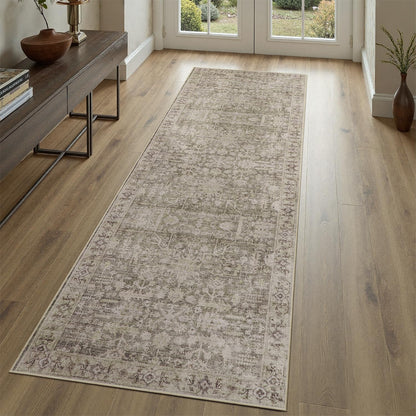 DCX 8x10 Area Rug Living Room: Washable Botanical Carpet Blue and Green