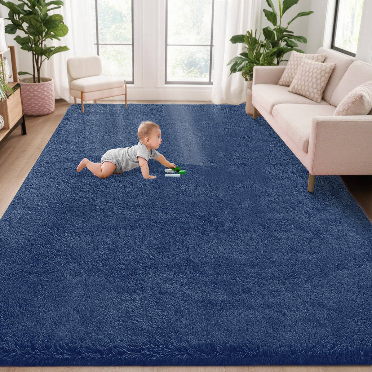 8x10 Area Rugs for Living Room: Fluffy Shag Soft Washable Rug Large Fuzzy Plush Indoor Carpet for Bedroom Nursery Playroom Kids Girls Boys Room (Black, 8'x10')