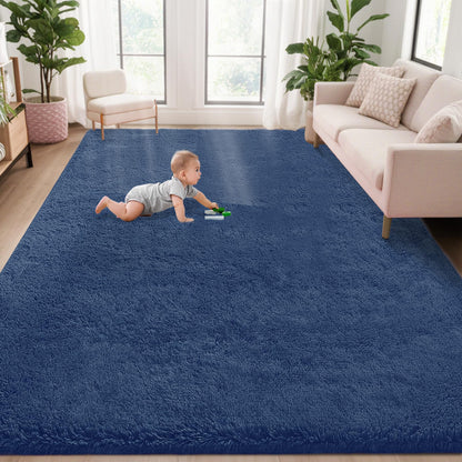 8x10 Area Rugs for Living Room: Fluffy Shag Soft Washable Rug Large Fuzzy Plush Indoor Carpet for Bedroom Nursery Playroom Kids Girls Boys Room (Black, 8'x10')