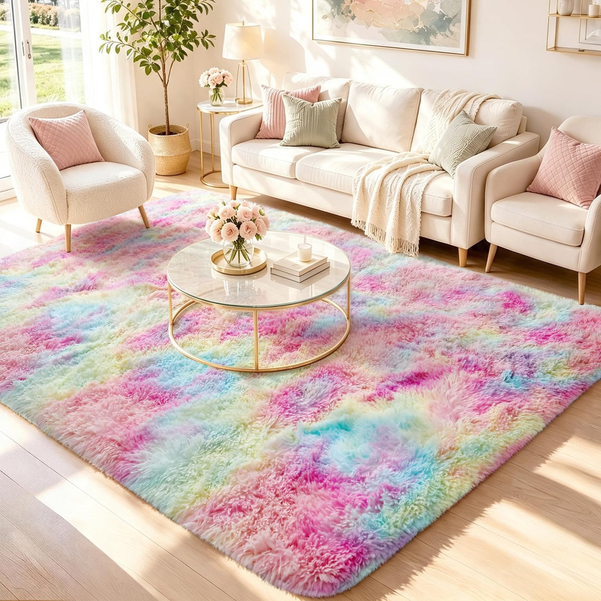 Ophanie Area Rugs 9x12 Living Room, Large Grey Bedroom Carpet, Big Shag Indoor Thick Soft Nursery Rug, Gray Fluffy Carpets for Boy and Girls Room Dorm Home Decor Aesthetic