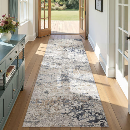 DMOYEST Area Rug Living Room Rugs 9x12 Washable Abstract Grey Carpet