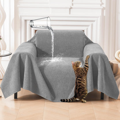 Deep Dream Cat-Scratch Resistant Couch Cover, Waterproof Sofa Cover for 3 Cushion Couch Washable, Pet Friendly Couch Protectors Anti Slip Thickened Love Seat Slipcovers for Pets, 71" x 118", Dark Grey