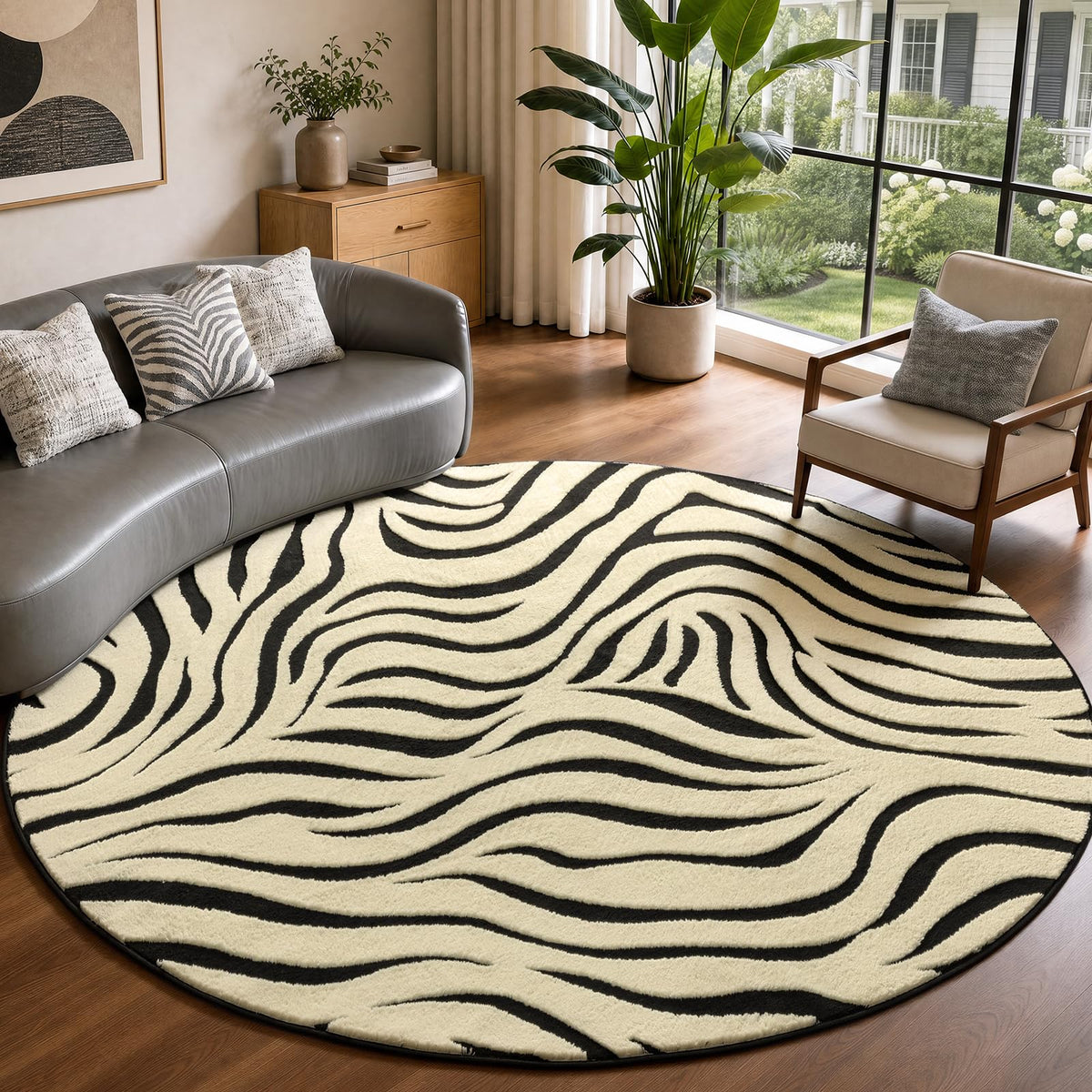 YIHOUSE 5×7 Ft Area Rugs for Living Room: Modern Washable Rug - Abstract Black and Cream White Rug for Bedroom Dining Room Office Playroom Nursery Home Decor - Nonslip Non-Shedding Striped Rugs