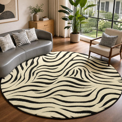 YIHOUSE 5×7 Ft Area Rugs for Living Room: Modern Washable Rug - Abstract Black and Cream White Rug for Bedroom Dining Room Office Playroom Nursery Home Decor - Nonslip Non-Shedding Striped Rugs