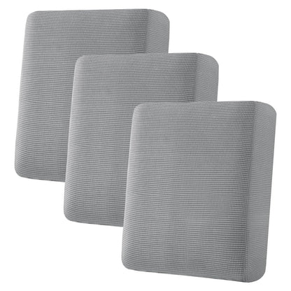 H.VERSAILTEX Super Stretch Individual Seat Cushion Covers Sofa Covers Couch Cushion Cover Slipcover Sets Thick Jacquard Textured Twill Fabric (3 Piece Sofa Cushion Covers, Grey)