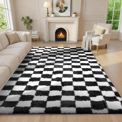 Ophanie Area Rugs 9x12 Living Room, Large Grey Bedroom Carpet, Big Shag Indoor Thick Soft Nursery Rug, Gray Fluffy Carpets for Boy and Girls Room Dorm Home Decor Aesthetic