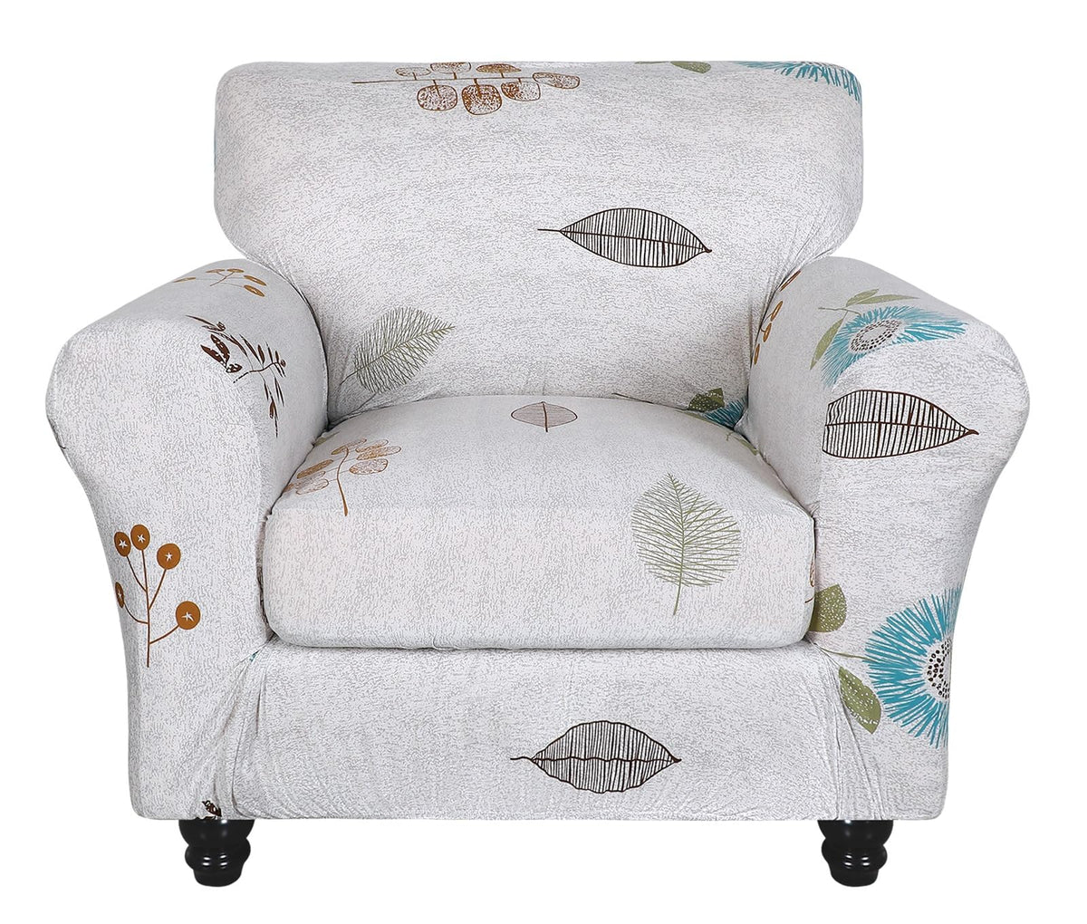 SearchI Stretch Sofa Cover Printed Couch Cover, Floral Pattern 4 Pieces Sofa Slipcover with 3 Separate Cushion Cover, Washable Furniture Protector for Living Room(Sofa, Yellow+Flower)