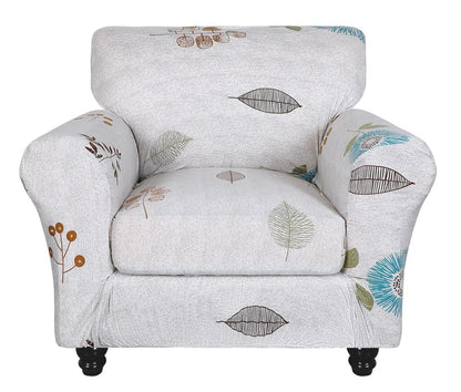 SearchI Stretch Sofa Cover Printed Couch Cover, Floral Pattern 4 Pieces Sofa Slipcover with 3 Separate Cushion Cover, Washable Furniture Protector for Living Room(Sofa, Yellow+Flower)