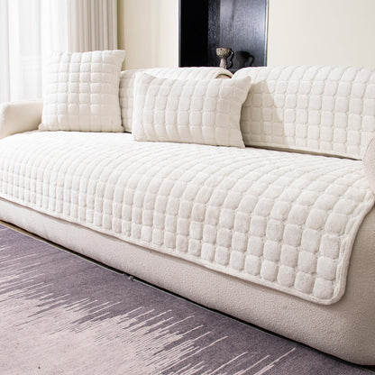 Velvet Sectional Couch Cover for 2-3 Seat, Khaki, 1PC, 35.4"x71"