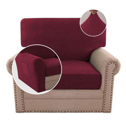 H.VERSAILTEX Multi-Pieces Sofa Covers Stretch Couch Covers Form Fitted Seats and Back Cushions Covers (3 Seat Covers Plus 3 Back Cusion Covers, Bonus 2 Armrest Covers), Sand