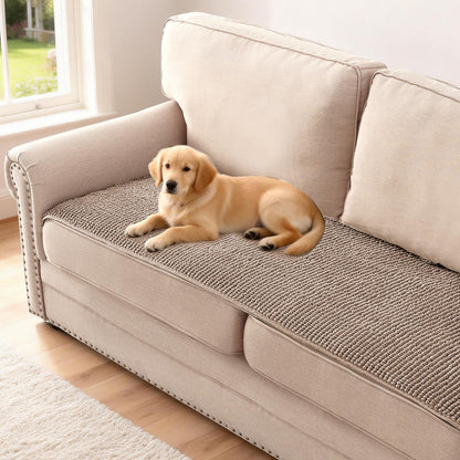 H.VERSAILTEX Plush Chenille Dog Bed Cover Thick Soft Sofa Cover for 3 Cushion Couch Anti Slip Couch Cover Furniture Protector for Dog, Pet, Cat (35" x 82", Ivory)