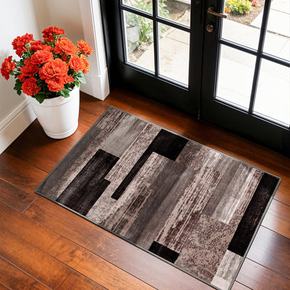 LIANLAM 8x10 Washable Area Rugs for Living Room & Bedroom(8x10,Black&Gray)