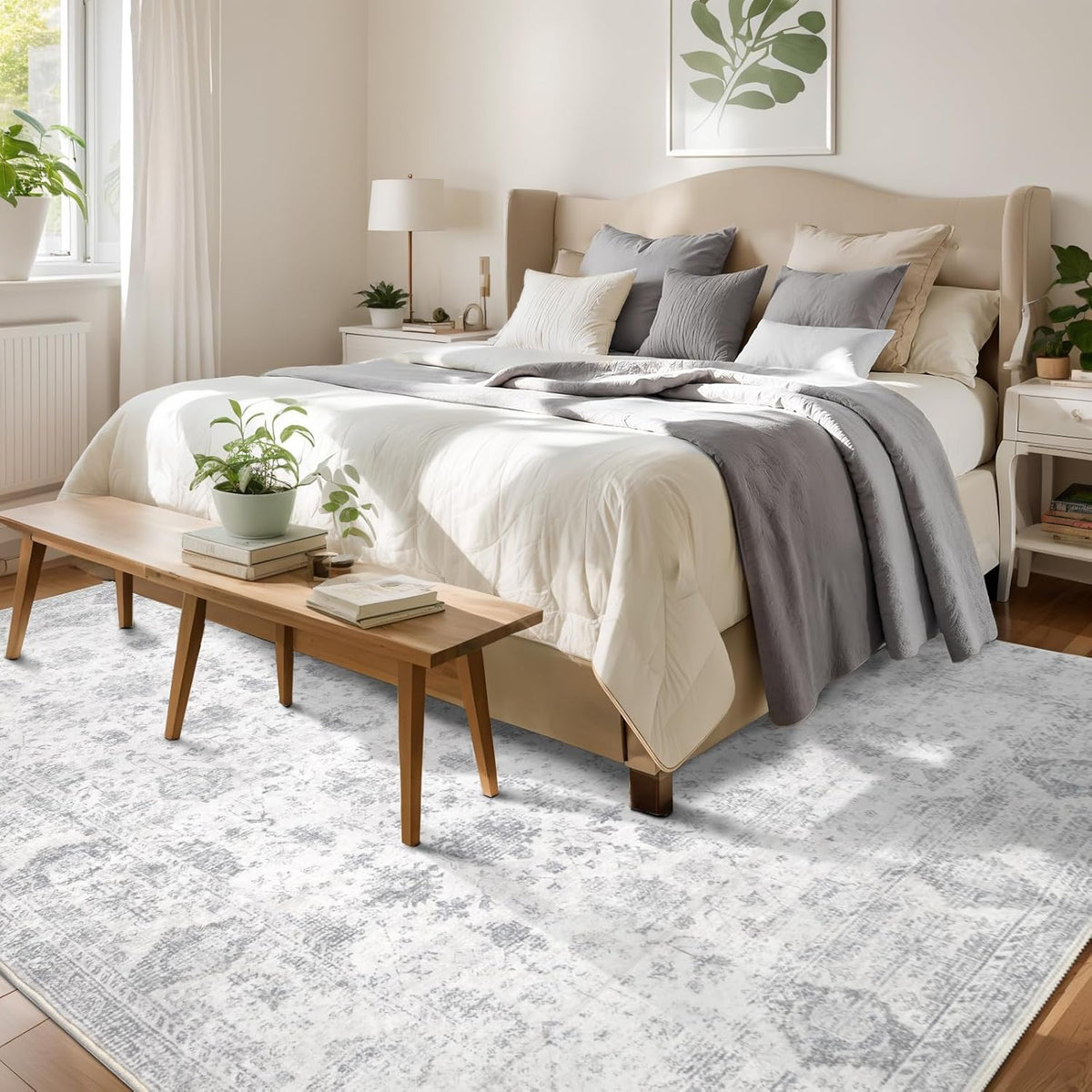 Washable 8×10 Area Rug for Living Room Grey