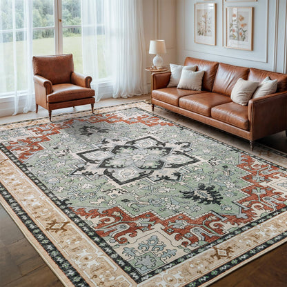 Lofus 8x10 Area Rugs for Living Room Bedroom, Soft Boho Carpet Floral Brown
