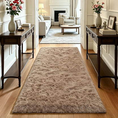 Beige 8x10 Area Rugs for Living Room, Fluffy Shag Rug Large Bedroom Carpet