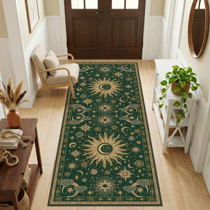 Vacuum-Friendly, 8x10 Washable Area Rug, Black Gold Beige Red