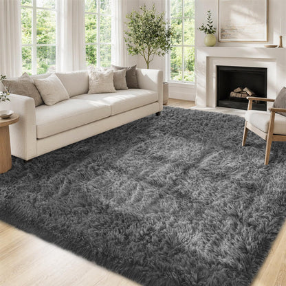 Tosuoka 8x10 Area Rugs for Living Room Bedroom, Black Rug Soft Fluffy Shag