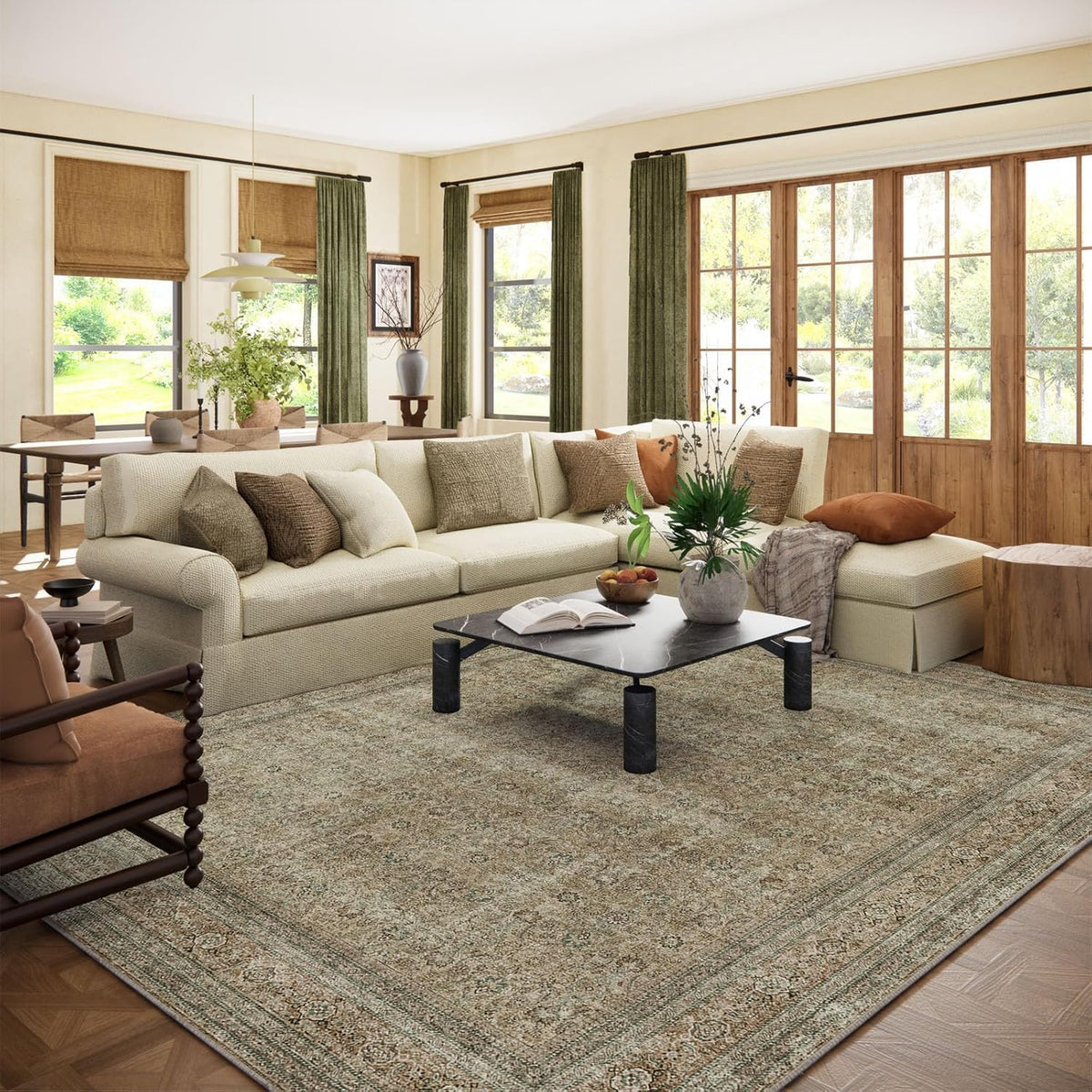 Area Rugs 9x12 Living Room: Washable Bedroom Rug Non Slip Large Boho Carpet