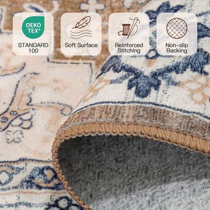 Lofus 8x10 Area Rugs for Living Room Bedroom, Soft Boho Carpet Floral Brown