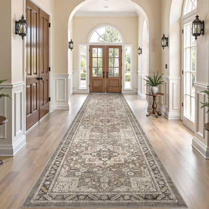 cotiled 9x12 Area Rug for Living Room, Washable, Traditional, Beige