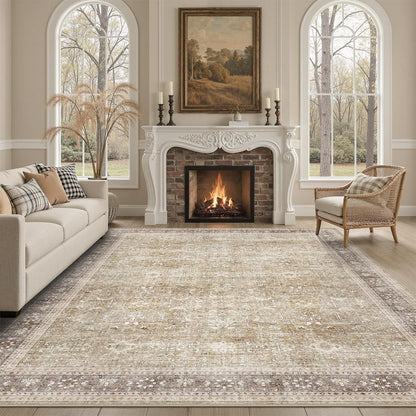 DCX 8x10 Area Rug Living Room: Washable Botanical Carpet Blue and Green