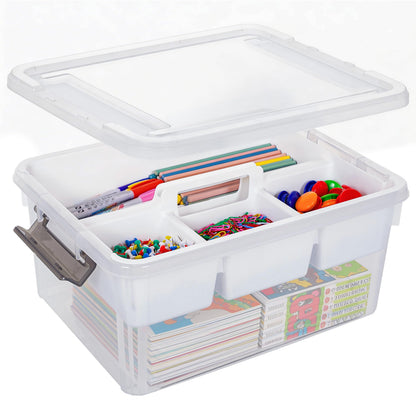 Citylife 17QT Clear Craft Organizers and Storage Box with Removable Tray