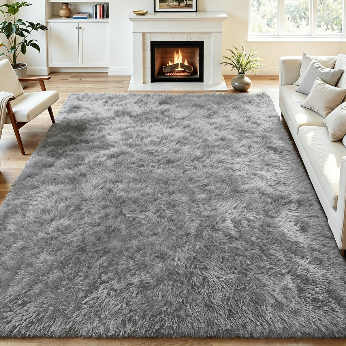Tosuoka 8x10 Area Rugs for Living Room Bedroom, Black Rug Soft Fluffy Shag