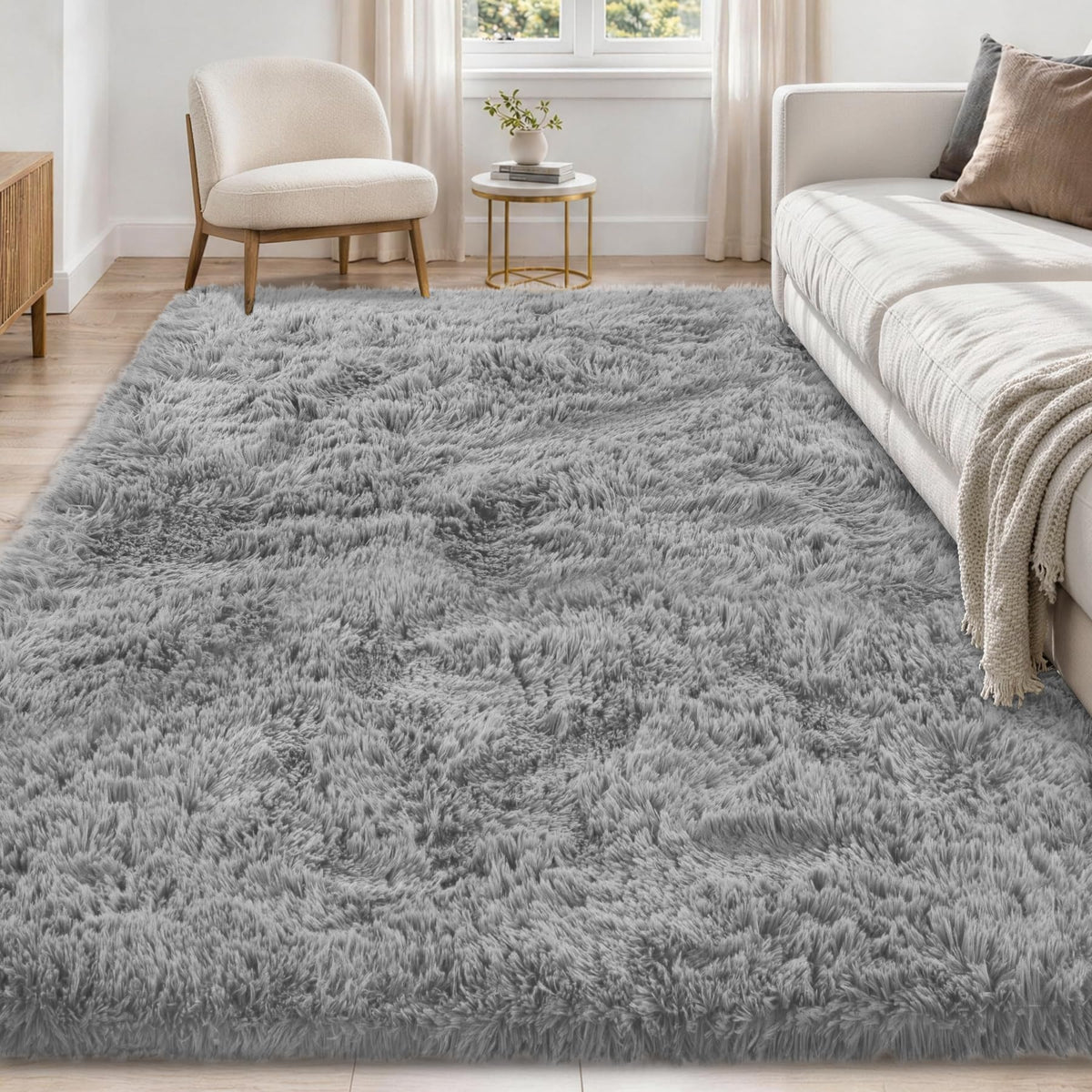 Tosuoka 8x10 Area Rugs for Living Room Bedroom, Black Rug Soft Fluffy Shag