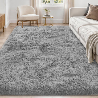 Tosuoka 8x10 Area Rugs for Living Room Bedroom, Black Rug Soft Fluffy Shag