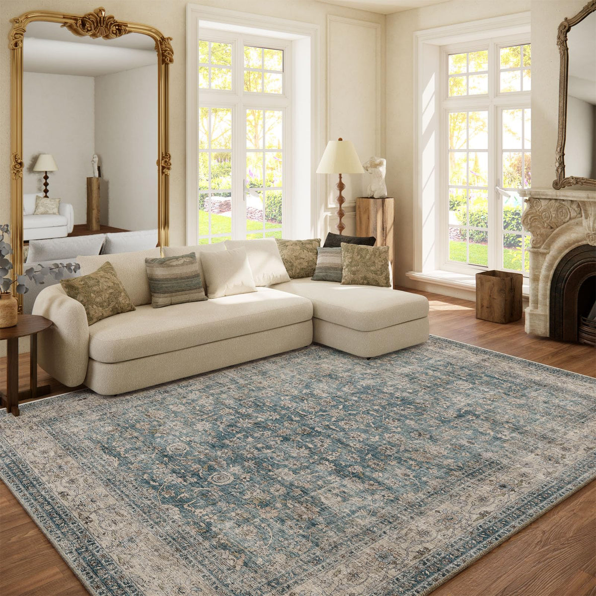 Area Rugs 9x12 Living Room: Washable Bedroom Rug Non Slip Large Boho Carpet