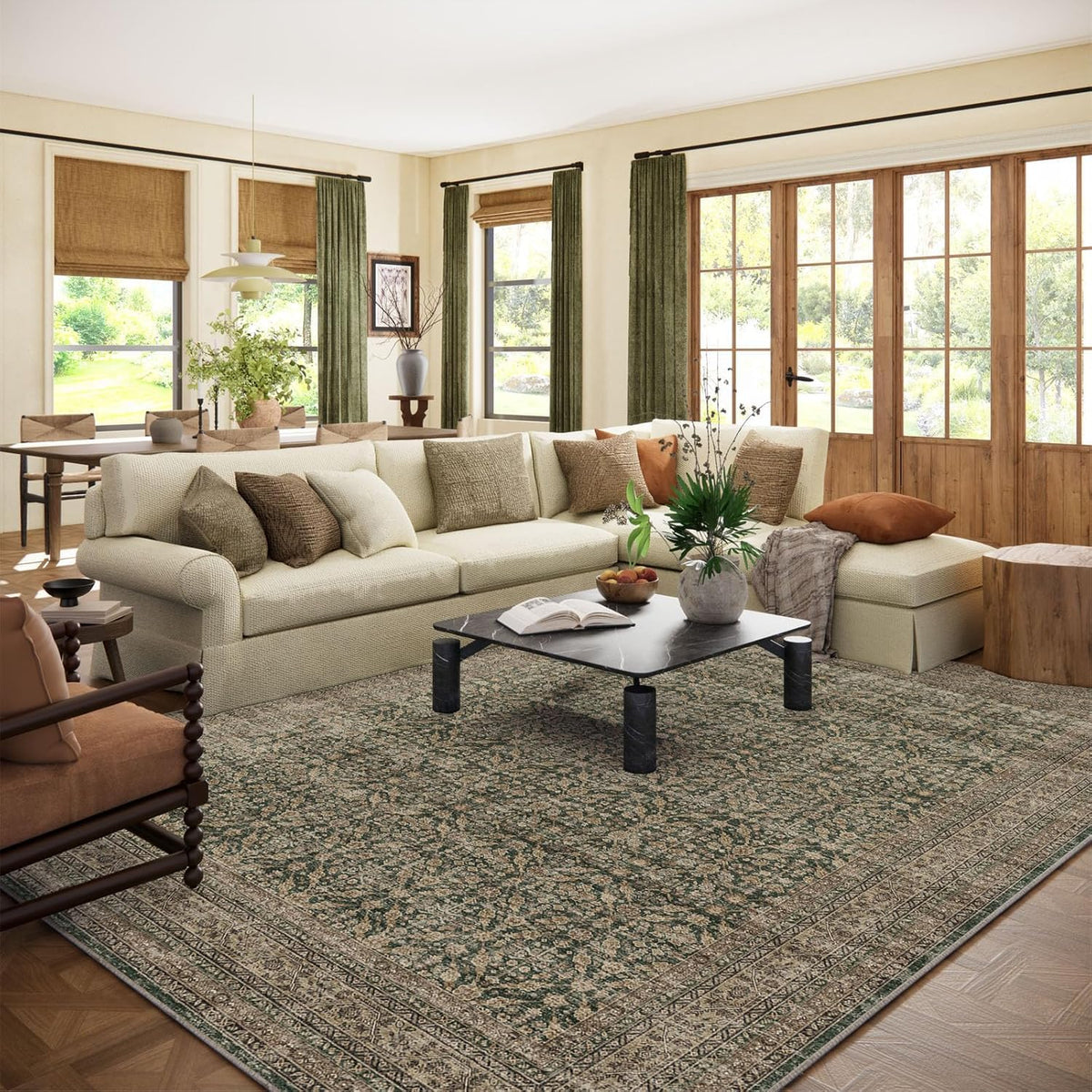 Area Rugs 9x12 Living Room: Washable Bedroom Rug Non Slip Large Boho Carpet