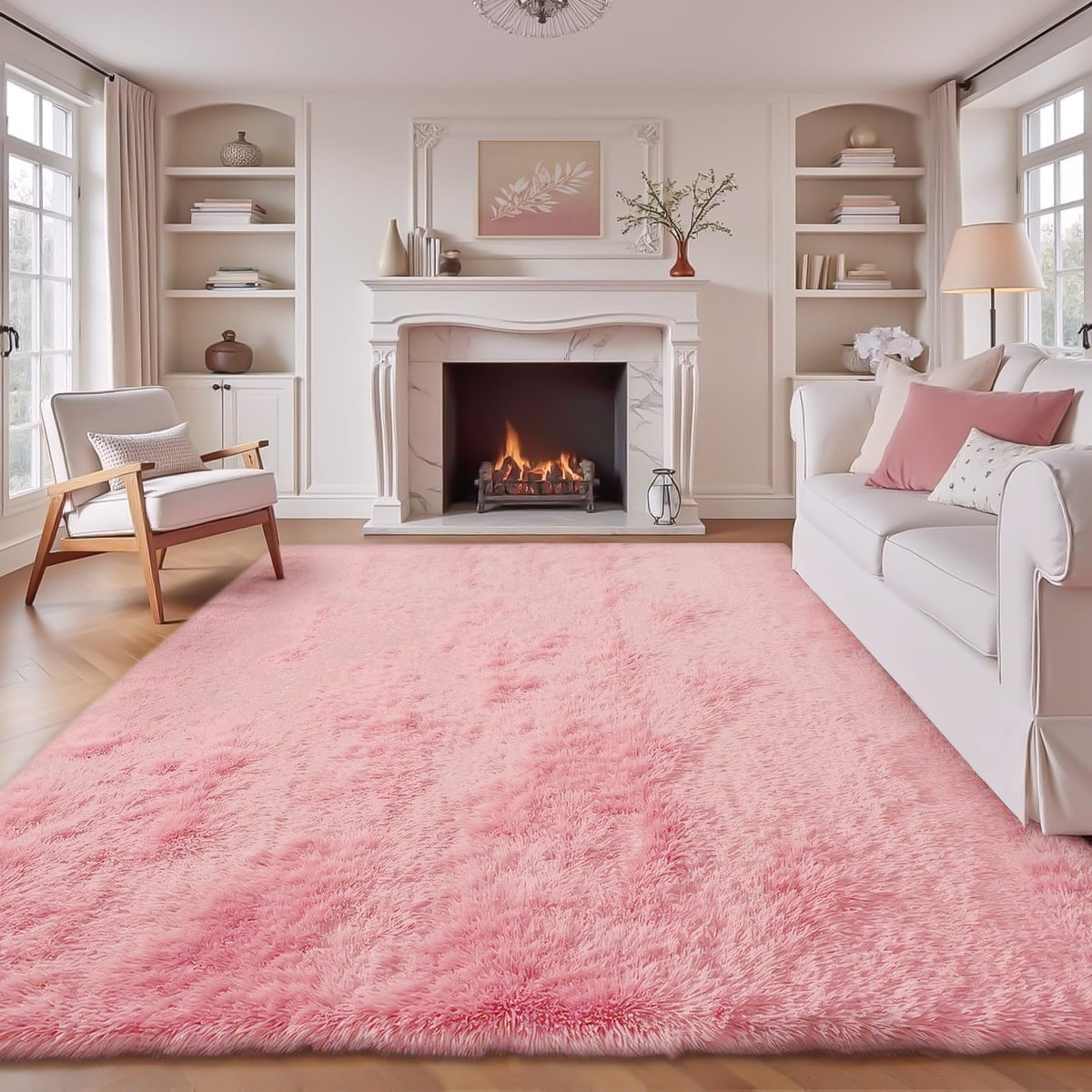 8x10 Area Rugs for Living Room: Fluffy Shag Soft Washable Rug Large Fuzzy Plush Indoor Carpet for Bedroom Nursery Playroom Kids Girls Boys Room (Black, 8'x10')