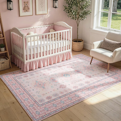 Washable Rugs 8x10 Area Rugs for Living Room,Ultra Soft Faux Wool Retro Carpets,Non Slip Backing,Durable Edge Binding,Stain Resistant,The Large Carpet for Bed Room,Dining Room,Office Decor