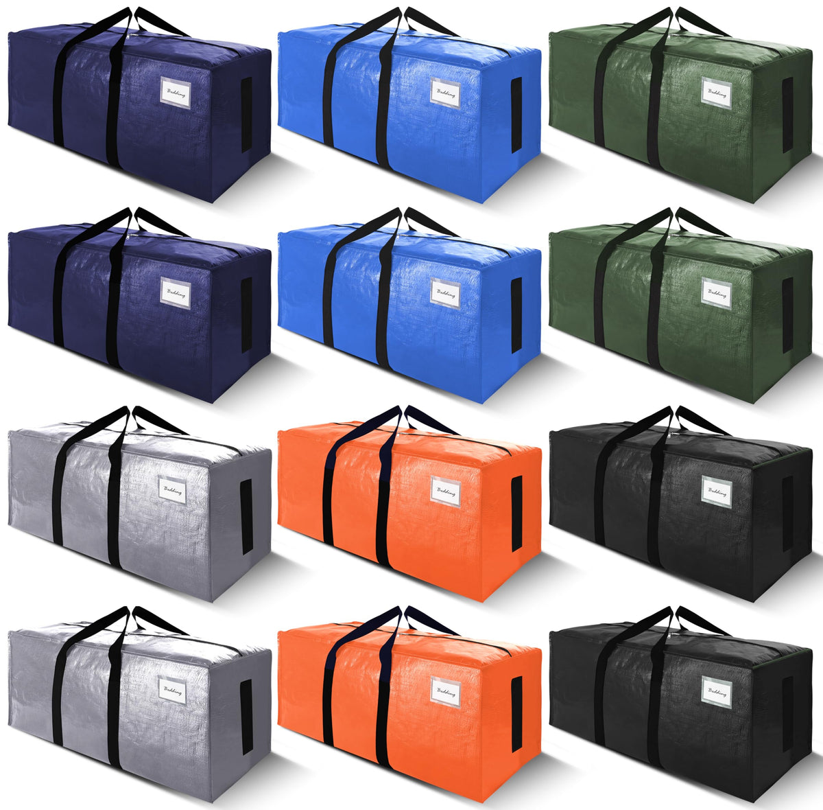 SWEET DOLPHIN 8 Pack 200LB Heavy-Duty Moving Bags with Wrap-Around Handles, Extra Large Storage Totes for Space Saving, Clothes Storage Bags, College Dorm Essentials, Blue, 24 Gal
