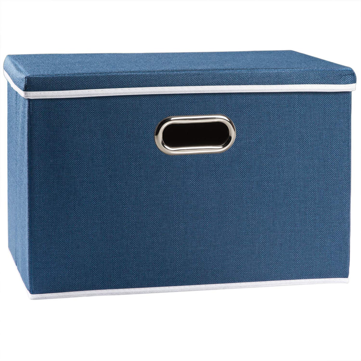 PRANDOM Large Collapsible Storage Bins with Lids [3-Pack] Linen/Cotton Blend Foldable Storage Boxes Organizer Containers Baskets Cube with Cover for Home Bedroom Closet Office Nursery(17.7x11.8x11.8)