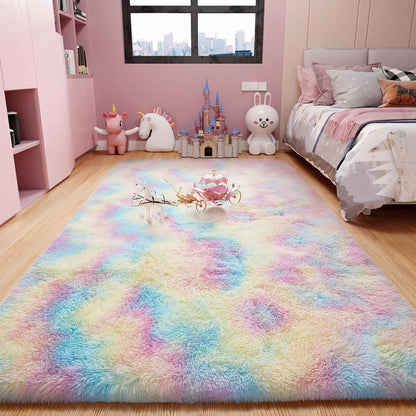 Ophanie Area Rugs for Living Room Bedroom, Washable Non-Slip Fluffy Soft Grey Shag Carpet, Indoor Floor Gray 4x6 Fuzzy Shaggy Living Room Plush Rug for Kids Home Dorm Decor Aesthetic