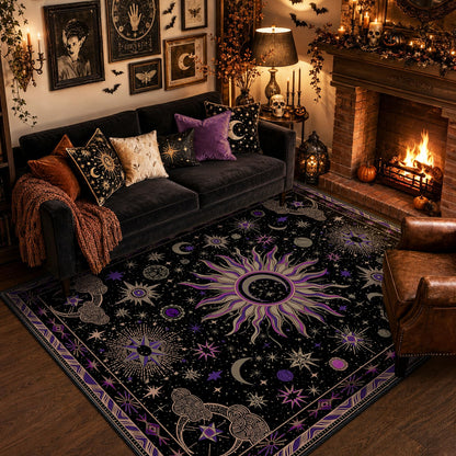 Vacuum-Friendly, 8x10 Washable Area Rug, Black Gold Beige Red