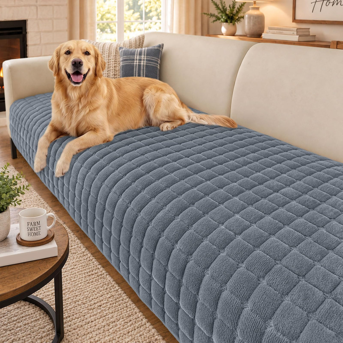 Smiry Velvet Couch Cover for Dogs, Non Slip Soft Sofa Protector for Pets
