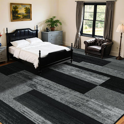 LIANLAM 8x10 Washable Area Rugs for Living Room & Bedroom(8x10,Black&Gray)