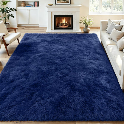 Tosuoka 8x10 Area Rugs for Living Room Bedroom, Black Rug Soft Fluffy Shag