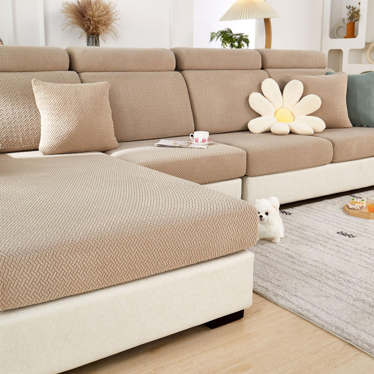 Couch Cushion Covers Sofa Covers Couch Covers for Sofa Pet Friendly Universal Sofa Covers Washable Stretch Slipcovers for Sectional Sofa (Texture Gray,Large Single Seat Cover)