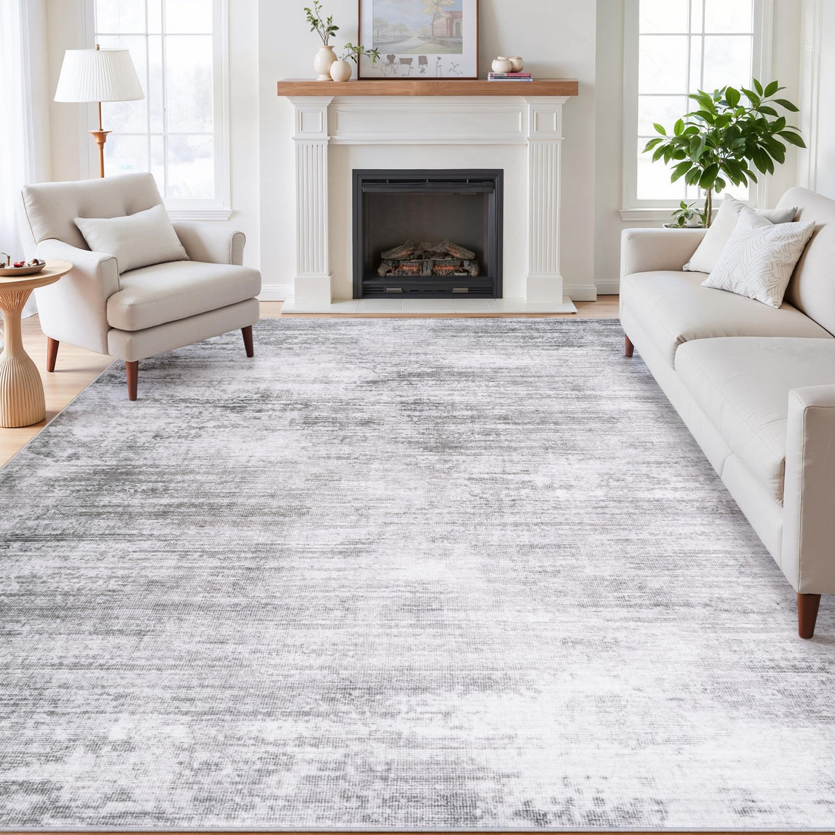 Tosuoka Washable Rug 8x10 Area Rugs for Living Room, Beige Cream Abstract