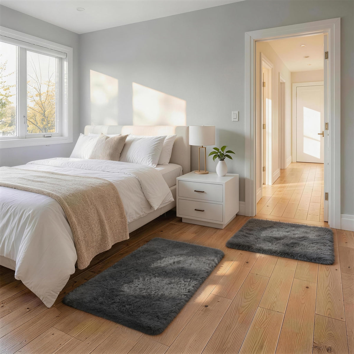 Ophanie Area Rugs for Living Room Bedroom, Washable Non-Slip Fluffy Soft Grey Shag Carpet, Indoor Floor Gray 4x6 Fuzzy Shaggy Living Room Plush Rug for Kids Home Dorm Decor Aesthetic