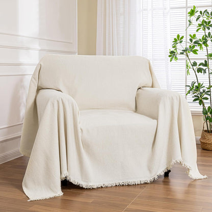 MEETSKY Couch Cover Sofa Covers Couch Covers for 3 Cushion Couch Sofa Pet Friendly, L Shaped Sectional Sofa Covers Washable Simply Put Sofa Throw Cover for Dogs, 91" x 134", Beige